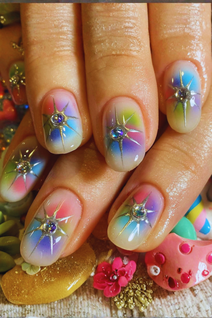 3D jelly festival nails with translucent texture and creative raised nail art details