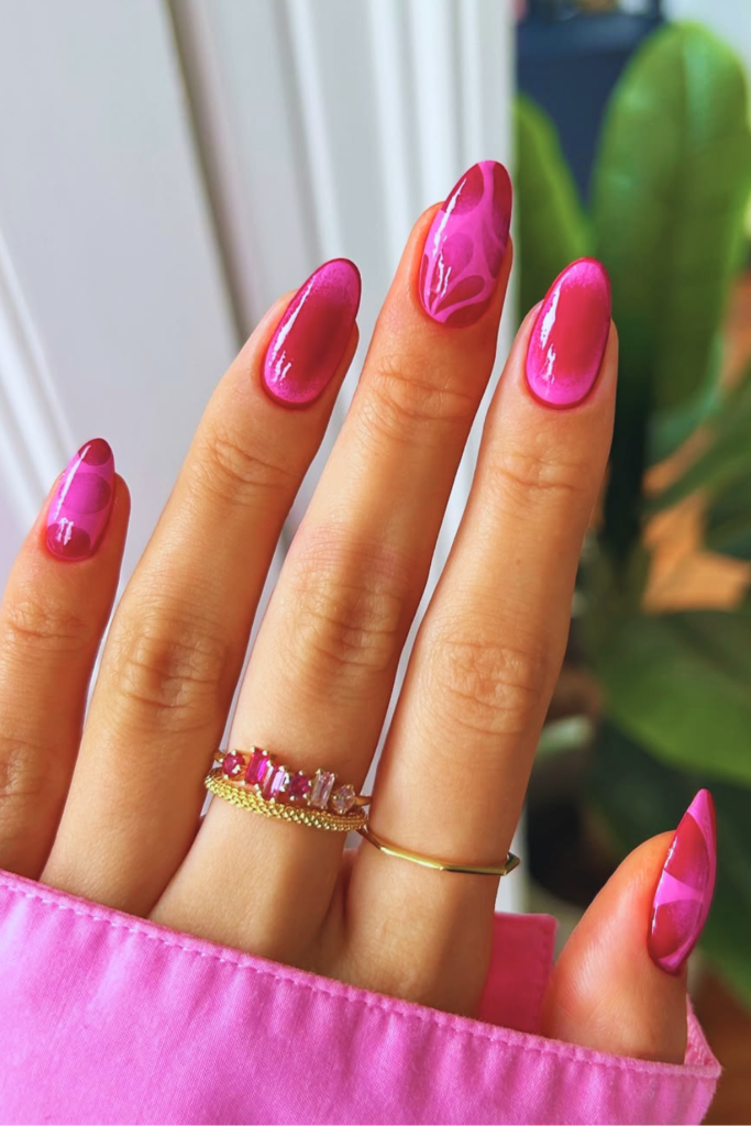 Aura color funky nails with soft blended shades and modern nail art style