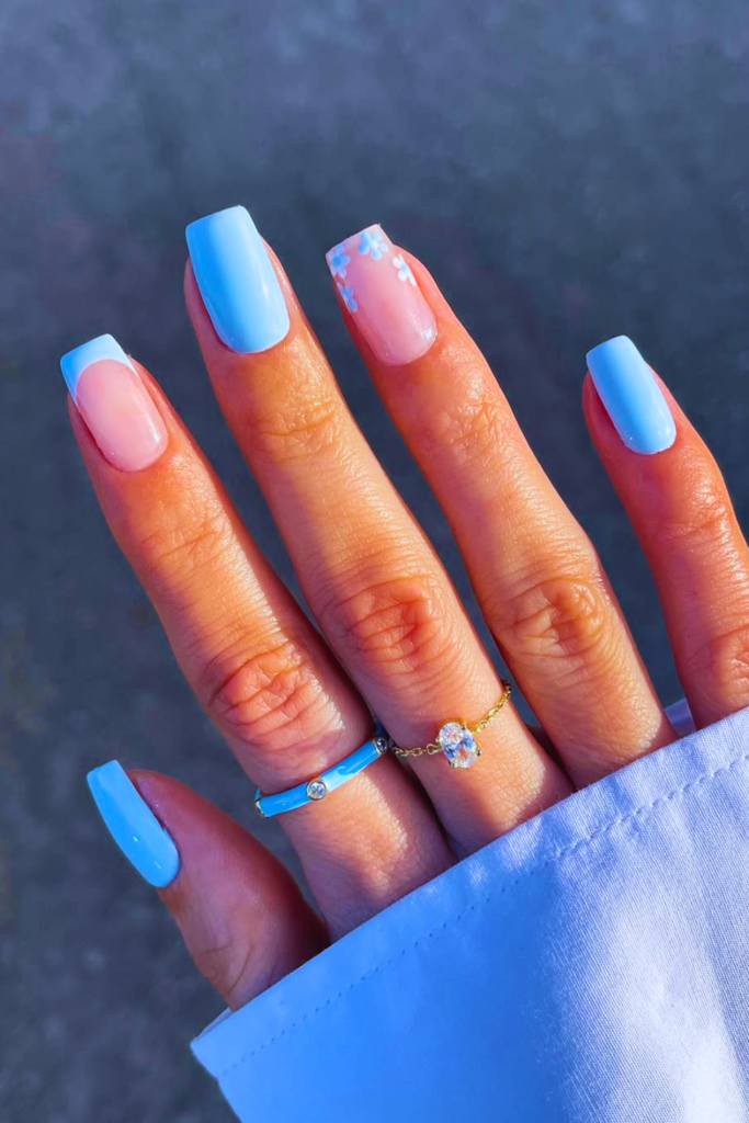 baby blue minimalist nails clean aesthetic short nail design