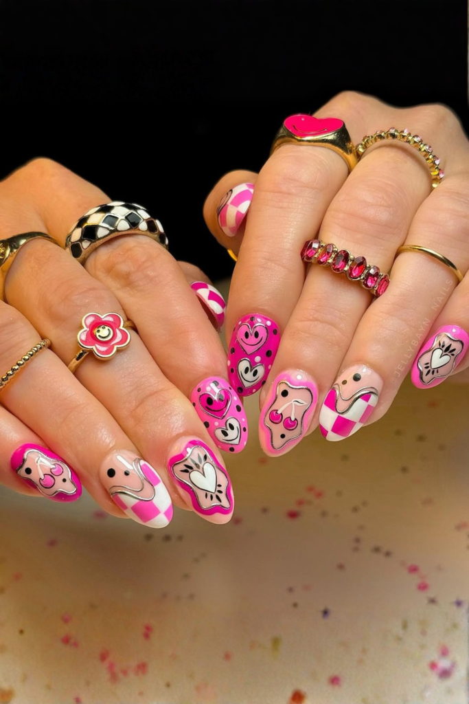 bright pink summer birthday nails bold glossy color for a fun birthday party style