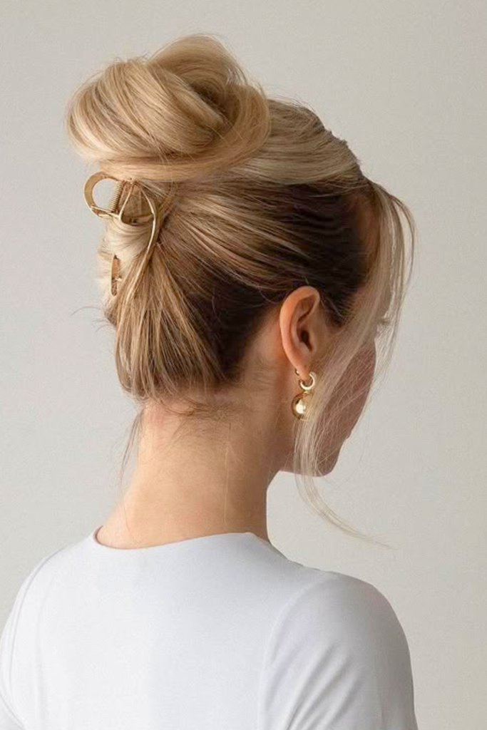 Claw clip twisted updo easy aesthetic festival hairstyle