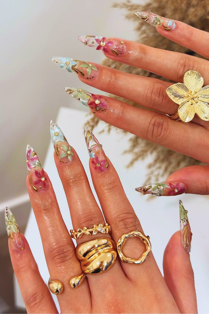 floral summer birthday nails with soft flower design and light feminine aesthetic