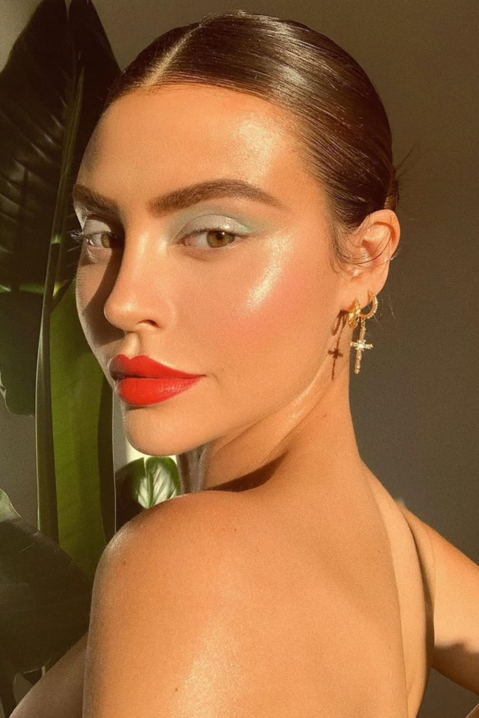 glass skin makeup look with dewy finish, hydrated skin and natural glow aesthetic