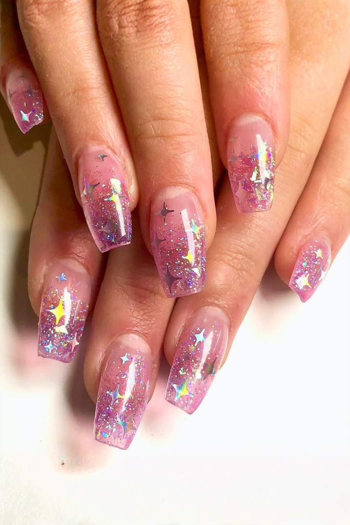 Glitter ombre festival nails with soft gradient sparkle effect for elegant nail design