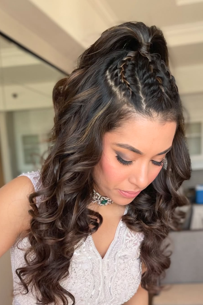 Half up boho braided ponytail festival hairstyle for long hair