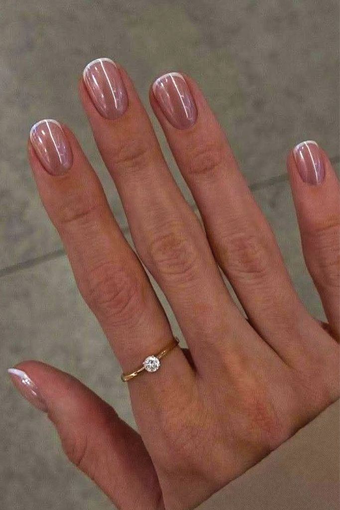 micro French tip nails thin minimal summer nail design clean girl aesthetic nails