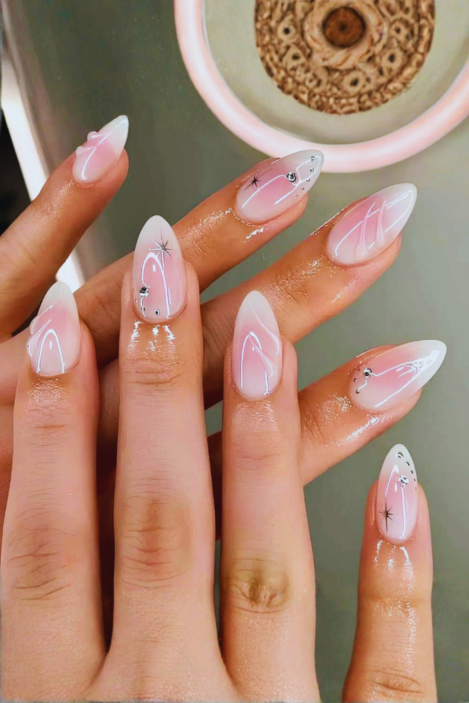 milky pink summer birthday nails with soft glossy finish and clean feminine look