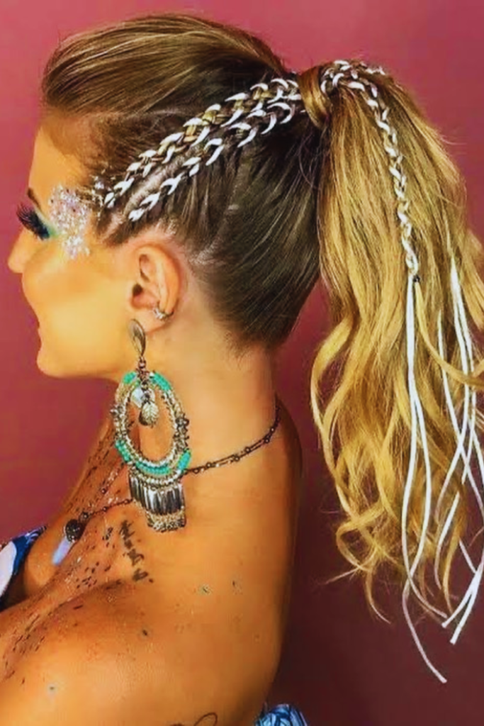 Quick braided ponytail simple festival hairstyle idea