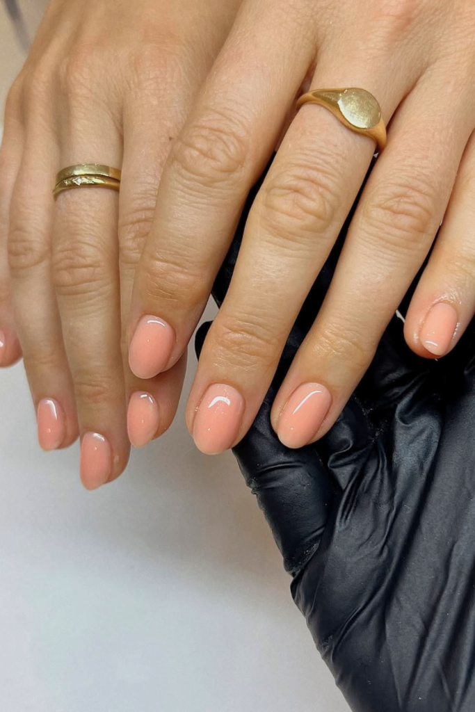 soft peach gelato nails warm summer manicure trendy nail color