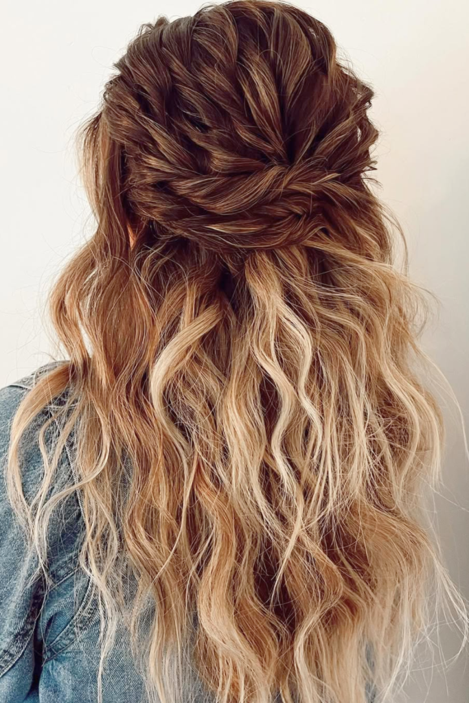 Twisted half up hairstyle quick festival hair idea