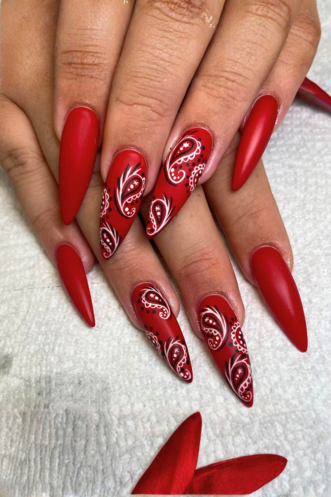 Bandana print western nail art design