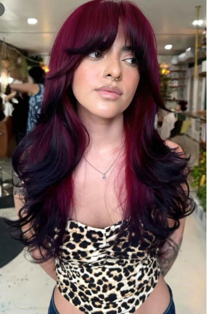 Black cherry ombre wig with rich feminine shine