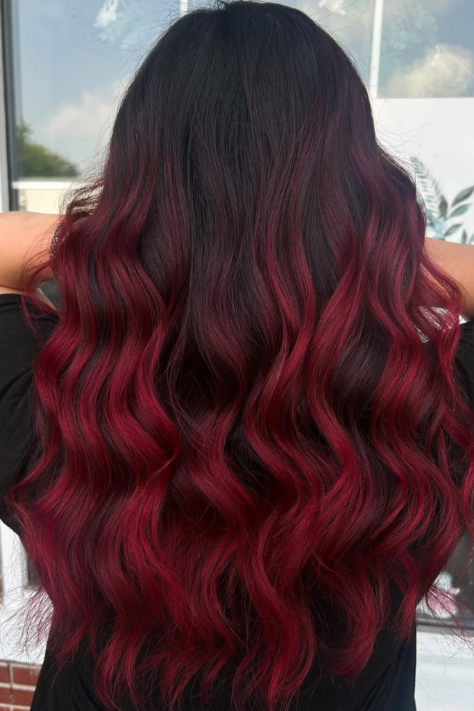 Cherry cola brunette wig with dimensional glossy curls