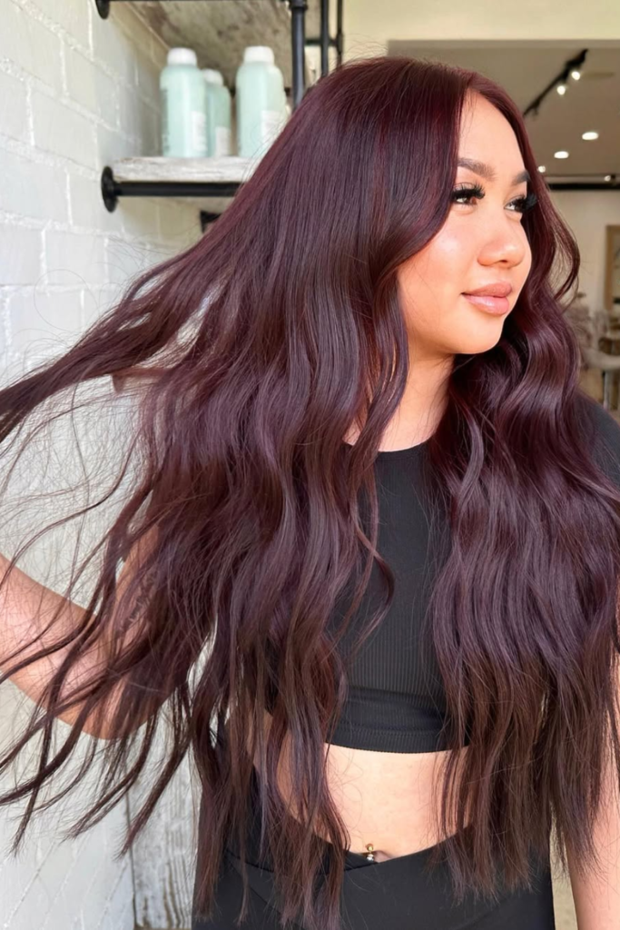 Cherry cola brunette hair with rich depth