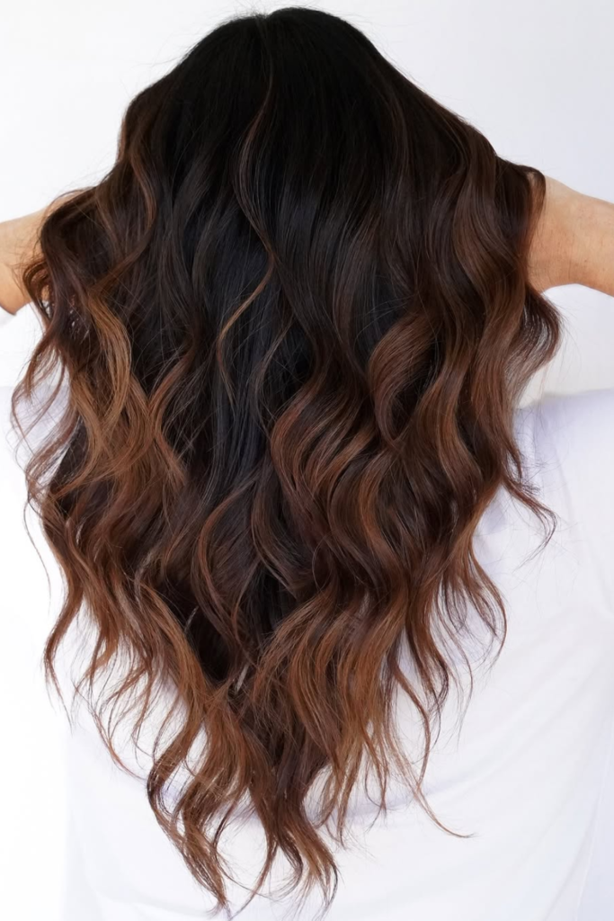 Cinnamon brunette wig with warm layered dimension