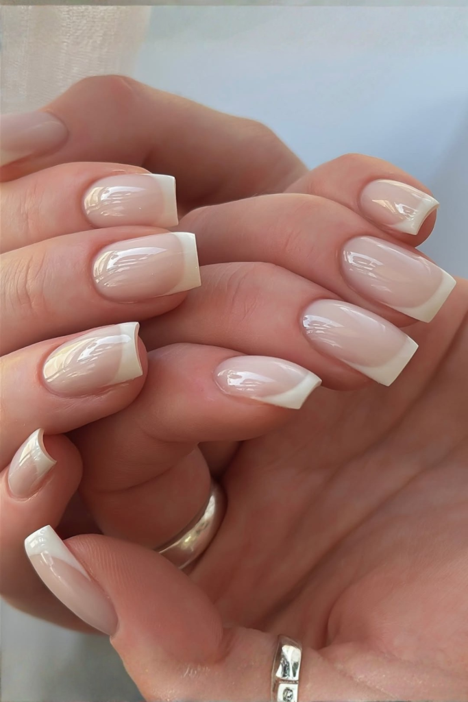 Coconut milk manicure with creamy nude finish