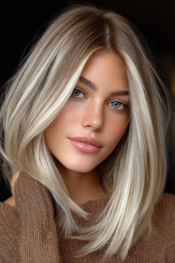 Creamy vanilla blonde hair with soft shine