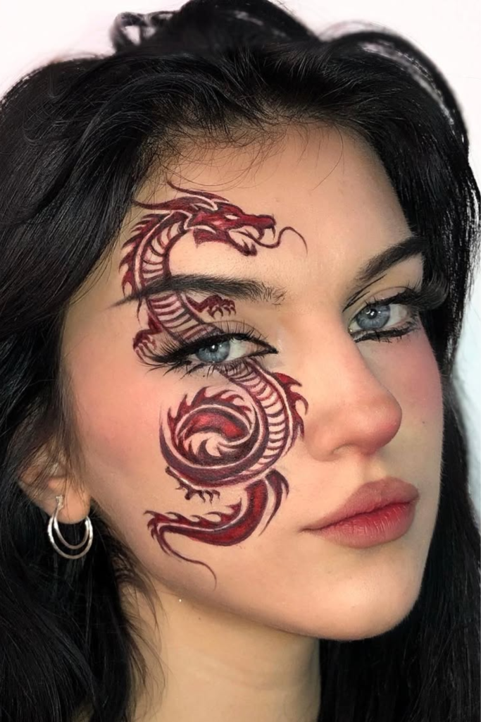 Dragon queen makeup with metallic green fantasy glam