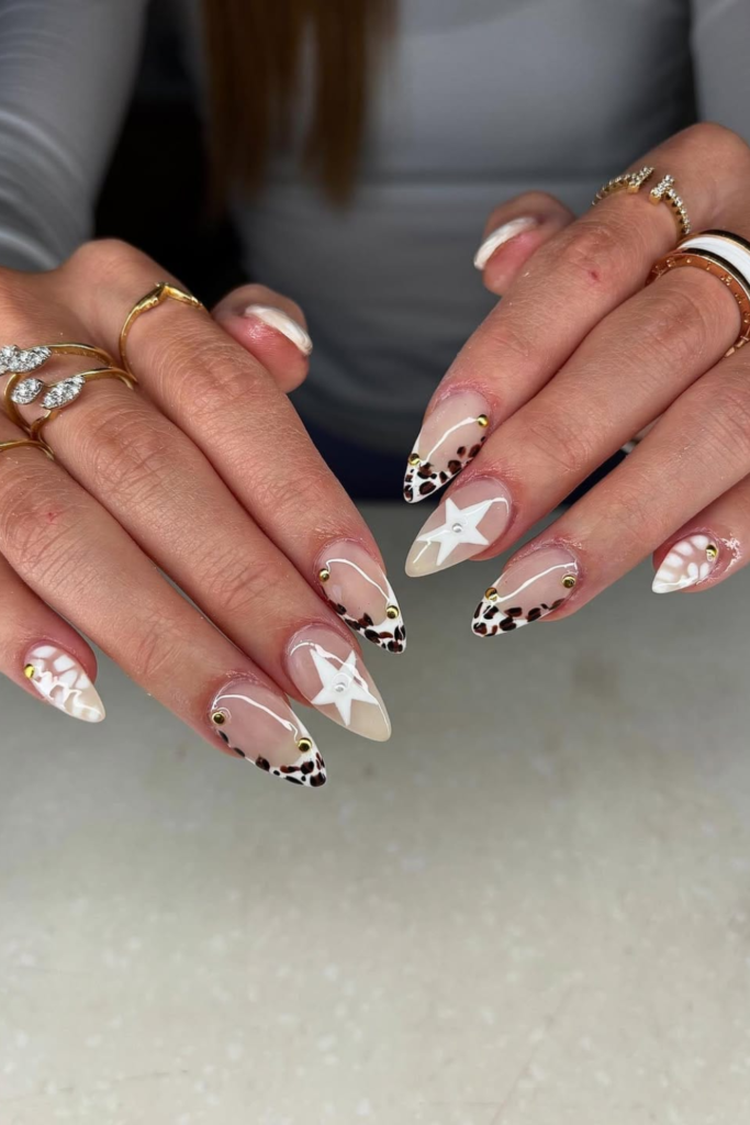 Dusty nude country nails with glossy finish