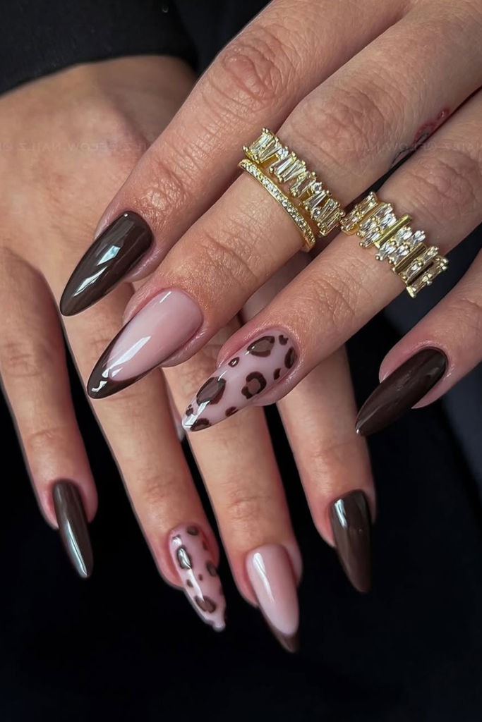 Espresso brown chrome nails for summer