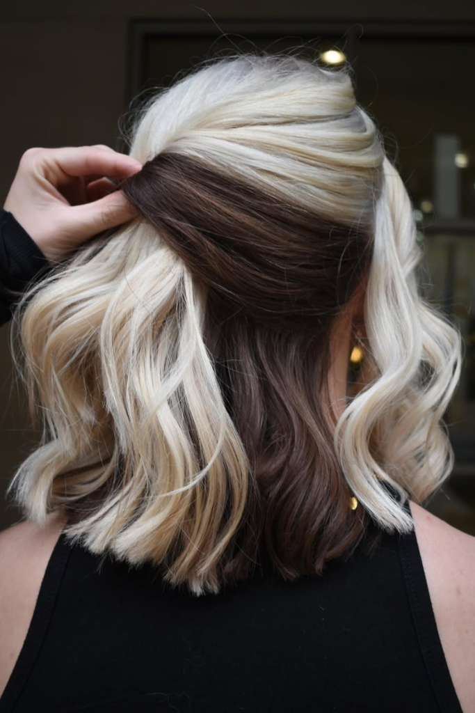 Espresso brown hair with plum underlights