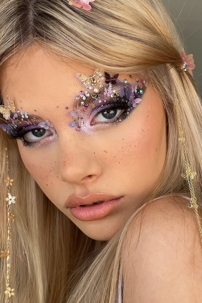 Fairy dust skin makeup with radiant glow and soft shimmer