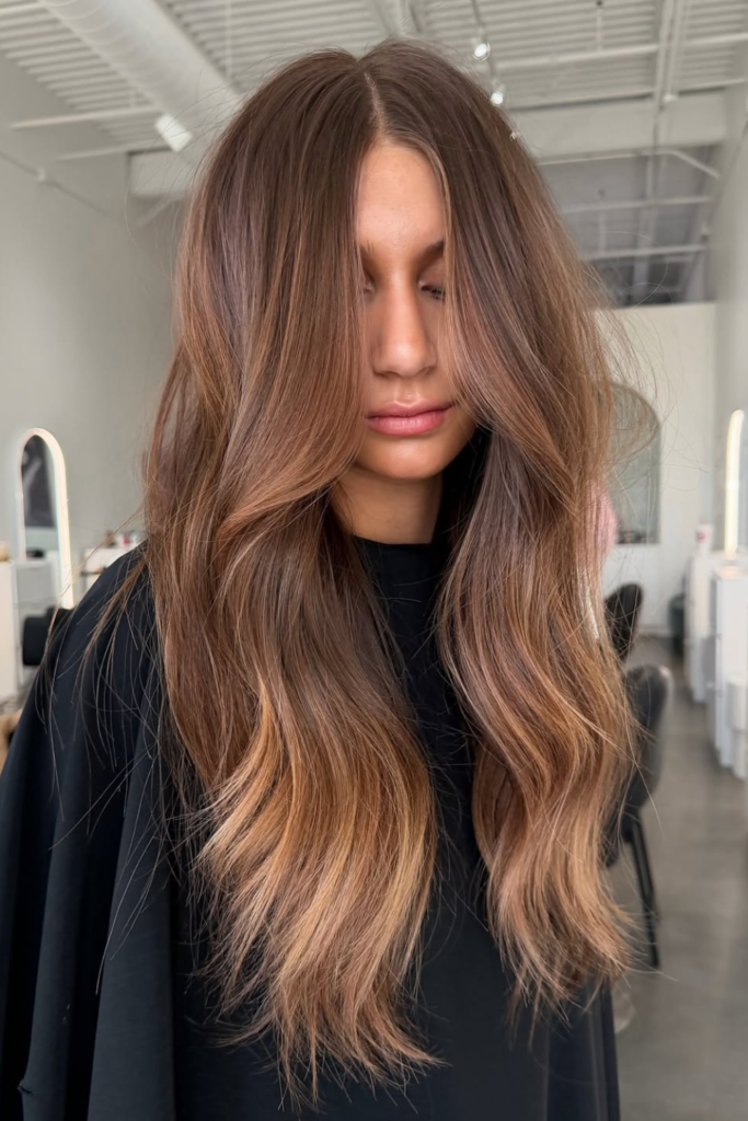 Golden brunette hair glowing in natural sunlight