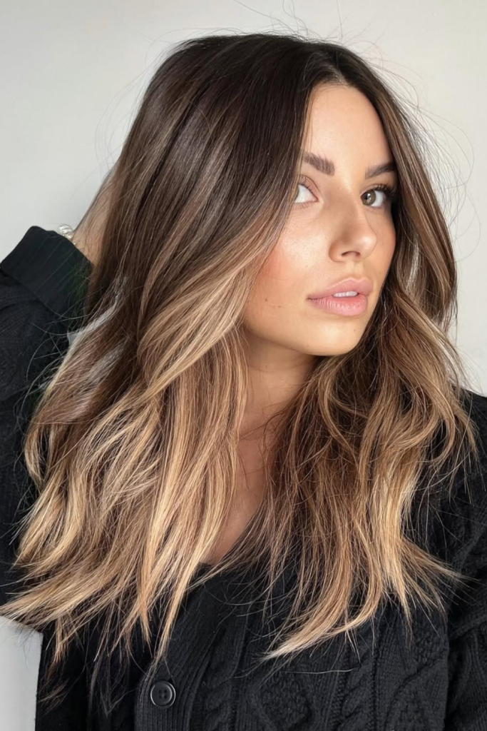 Honey beige blonde hair with creamy highlights