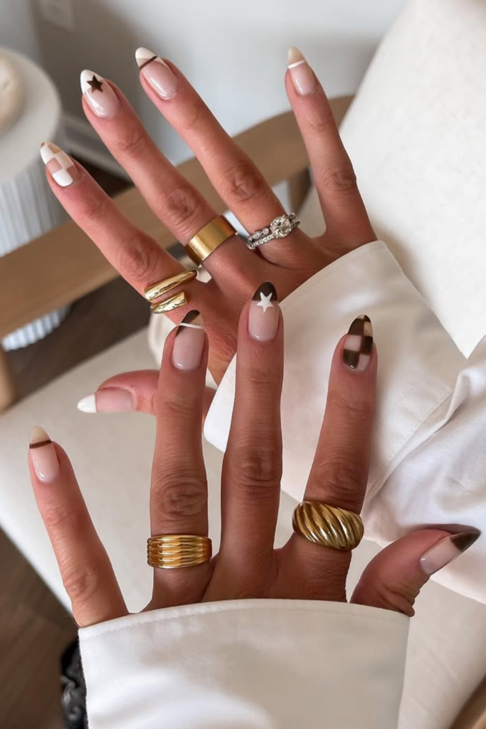 Minimal western nails with nude glossy polish