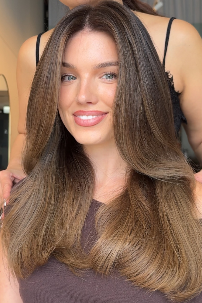 Mocha mousse brunette wig with soft luxury waves