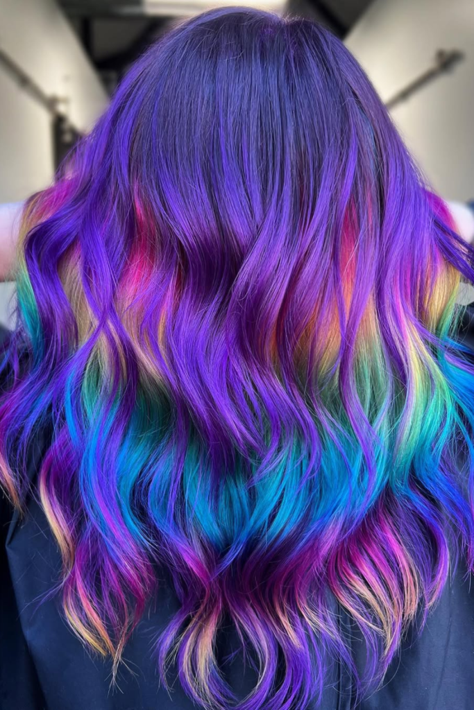 Peekaboo rainbow bold hair color hidden underlayer