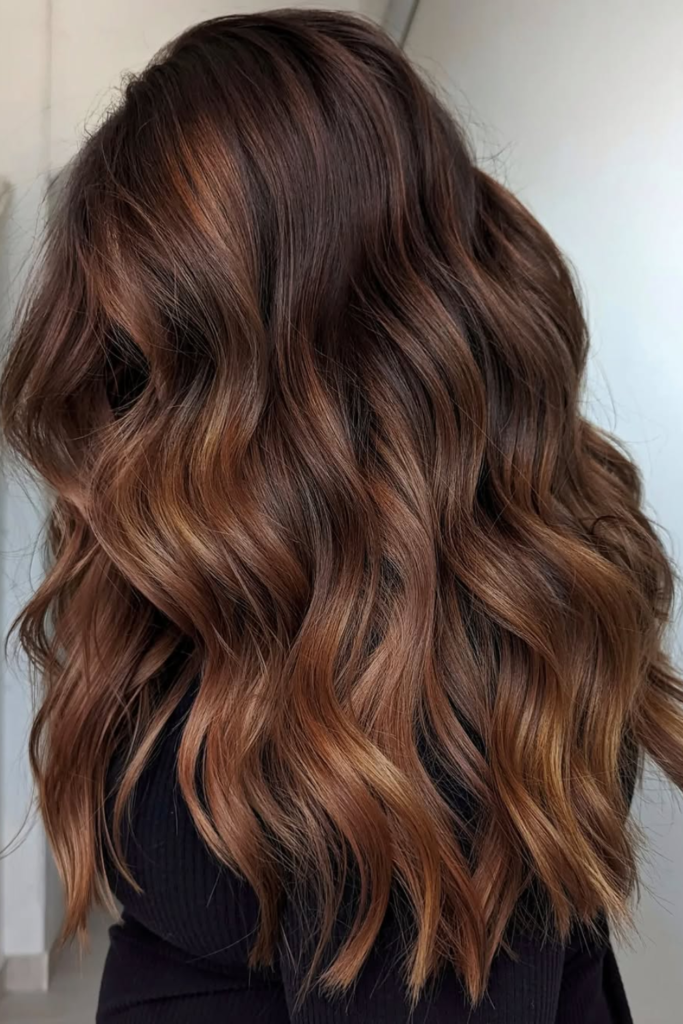 Rich auburn balayage wig with warm dimensional glow
