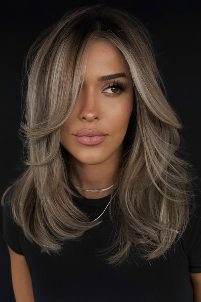 Rich girl balayage wig with glossy blonde ribbons