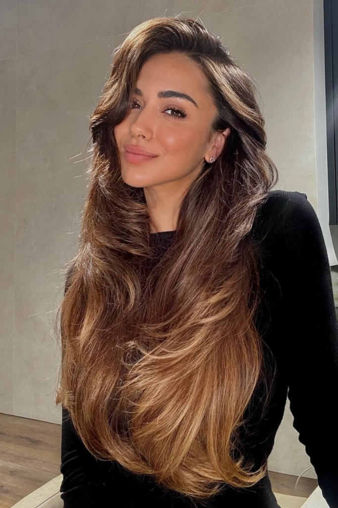Velvet brunette wig with soft luxurious wave texture