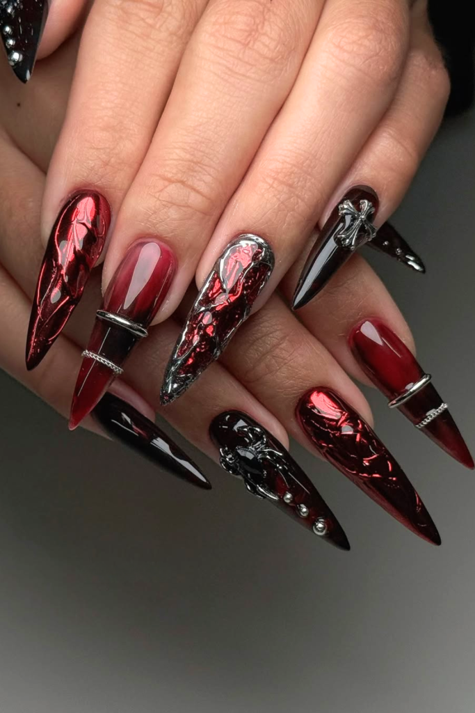 Whiskey chrome western nails for summer concerts