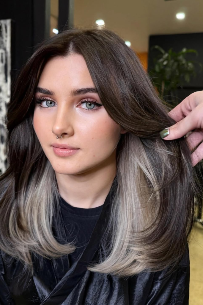 White blonde underlayer hair on black hair