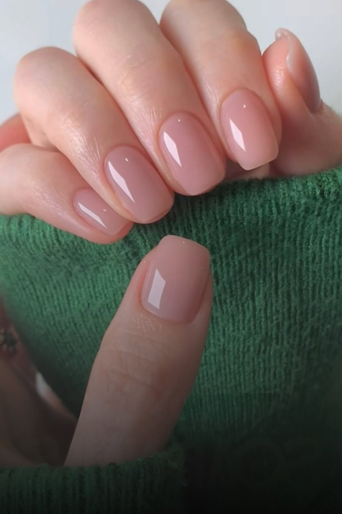 Glossy soap nails with clean girl manicure