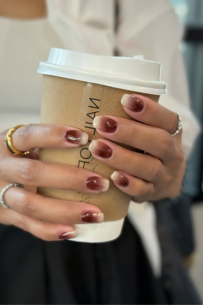 Latte nails with rich beige manicure