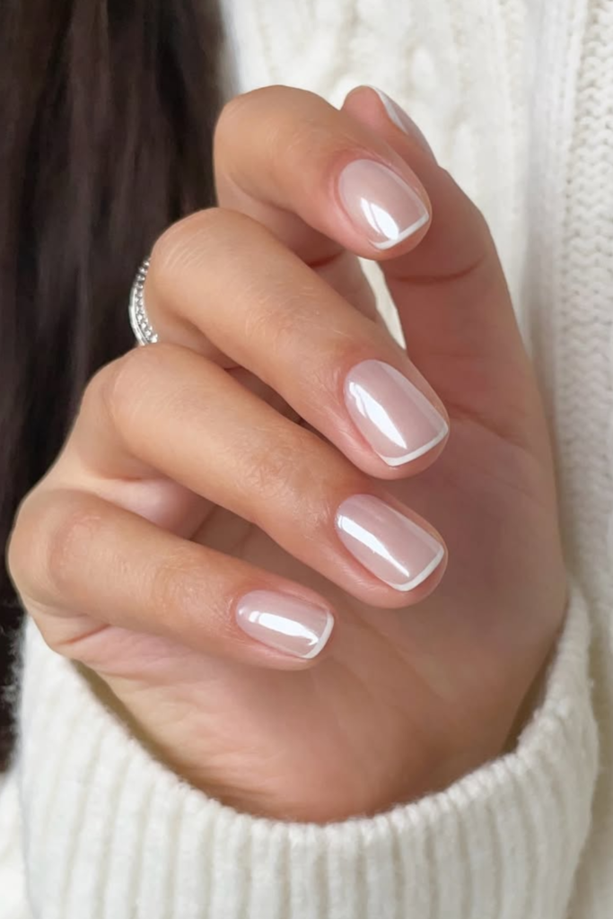 Micro French nails with ultra thin tips