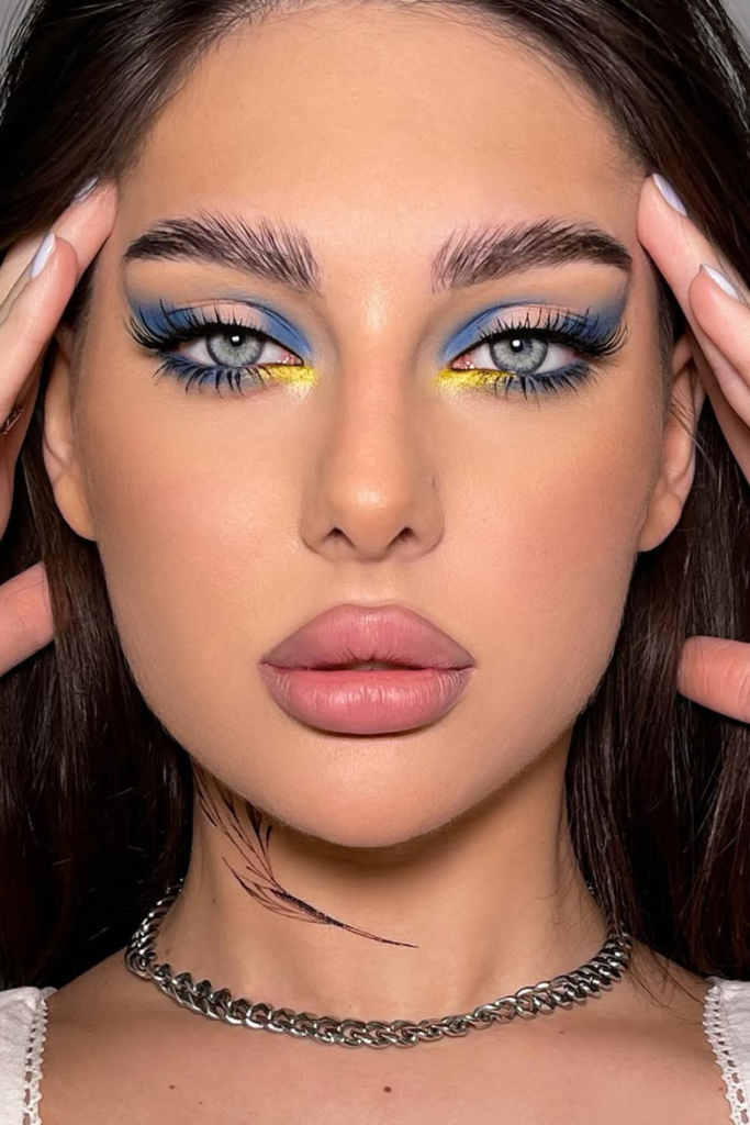 European summer makeup with fresh skin and peach tones