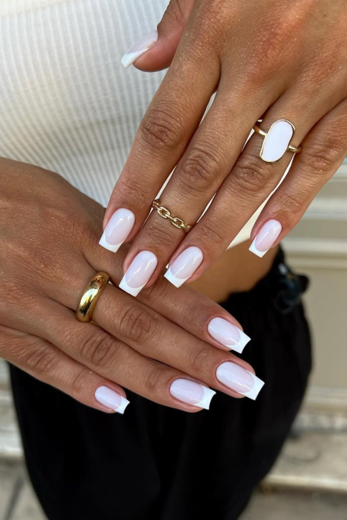 Milky French tips with soft nude base