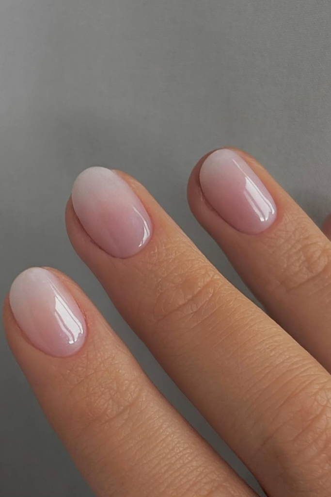 Soft ombre nude nails with seamless blend