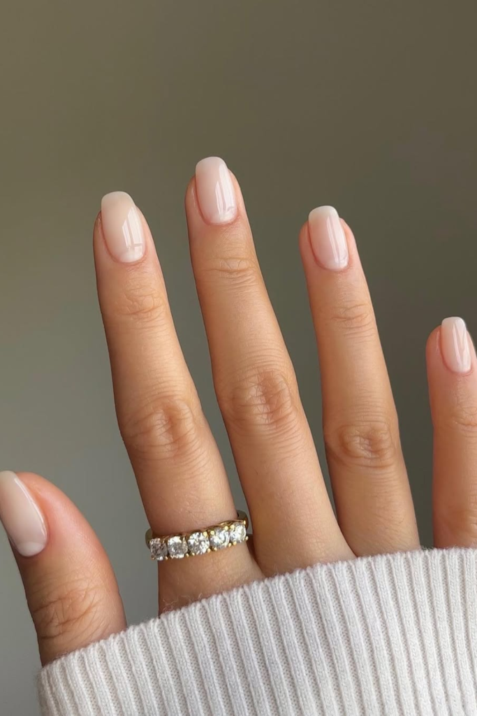 Milky nude nails with creamy minimalist finish