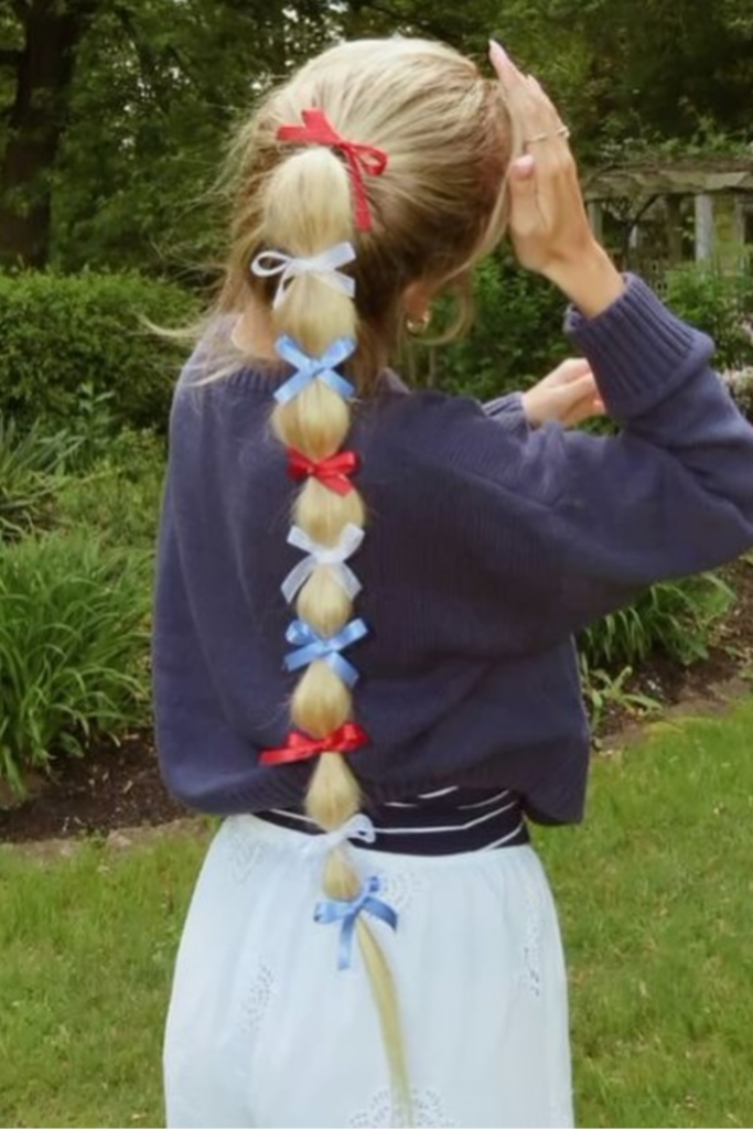 Ribbon bubble braid with Americana-inspired summer style
