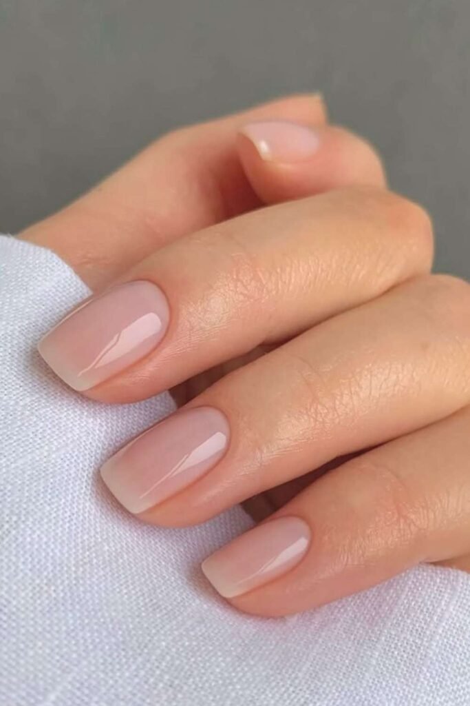 Barely-there nude nails with natural elegant look