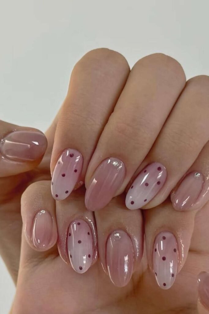 Blush nails with soft feminine manicure