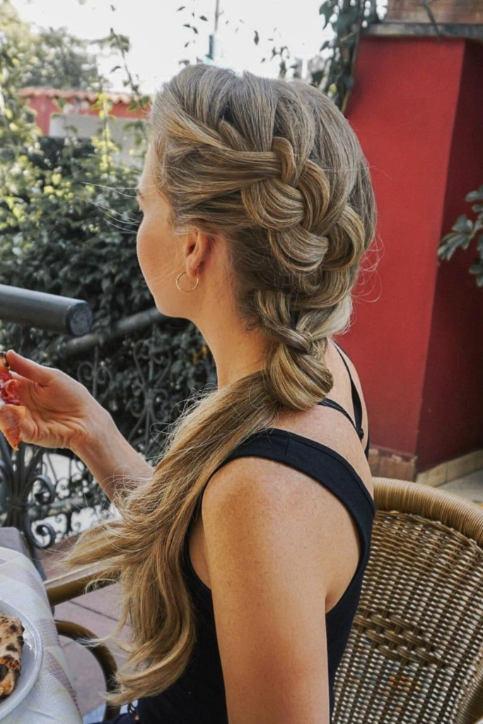 Boho side braid with soft face-framing pieces