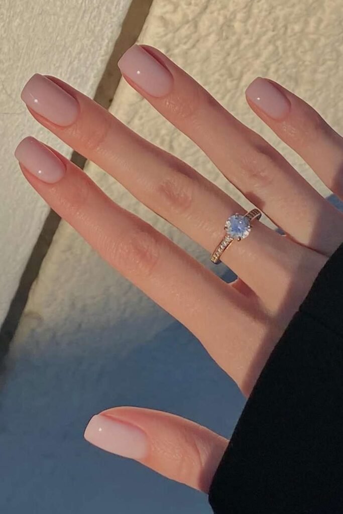 Coconut milk nails with creamy white manicure