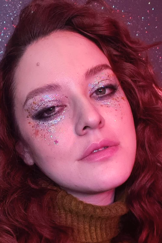 Festival glitter eye makeup for summer events