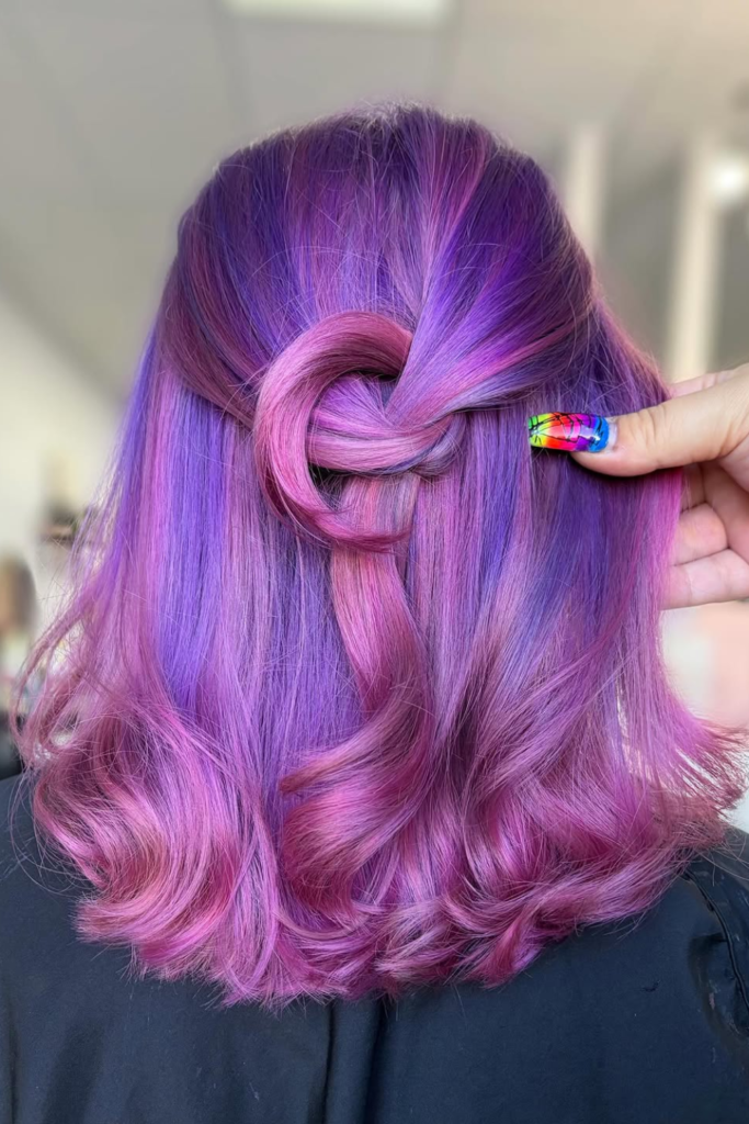 Twisted half-up hairstyle for a fireworks celebration